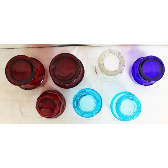 7 Viking Drinking Glass Tumbler Goblet Honeycomb Ruby Red lite Blue Clear Cobalt - Picture 7 of 16